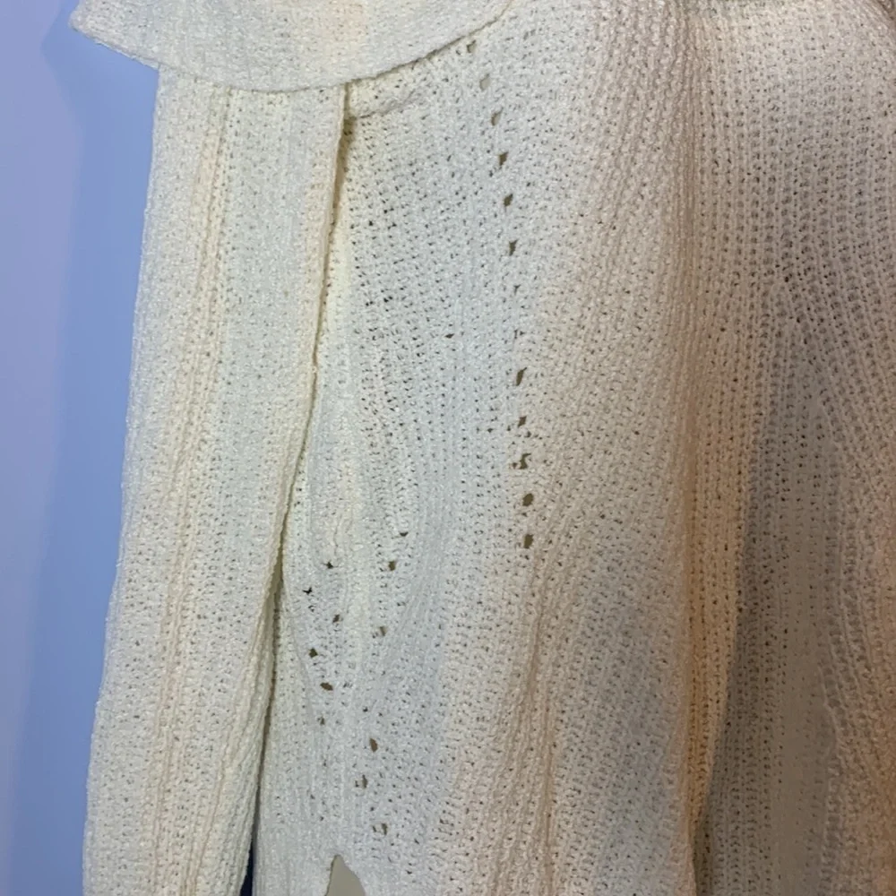 Anthropologie Moth off the shoulder white cream XS knit sweater Lucerne tunic